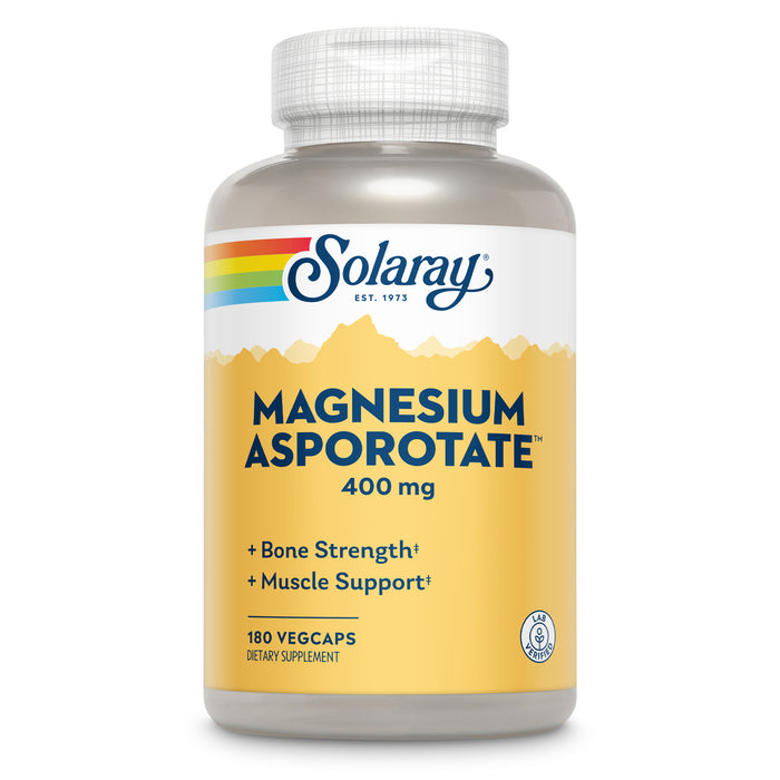 Solaray Magnesium Asporotate 400 mg, Aspartate, Orotate & Citrate Complex, Healthy Heart, Muscle, Nerve & Circulatory Function Support 180ct (90 Servings, 180 VegCaps)