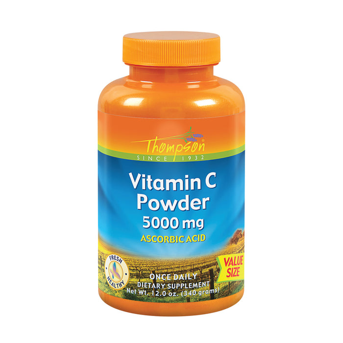 Thompson Vitamin C Powder | 5000mg | 100% Pure Ascorbic Acid | Immune Support & Antioxidant Supplement (8oz) (12 oz)
