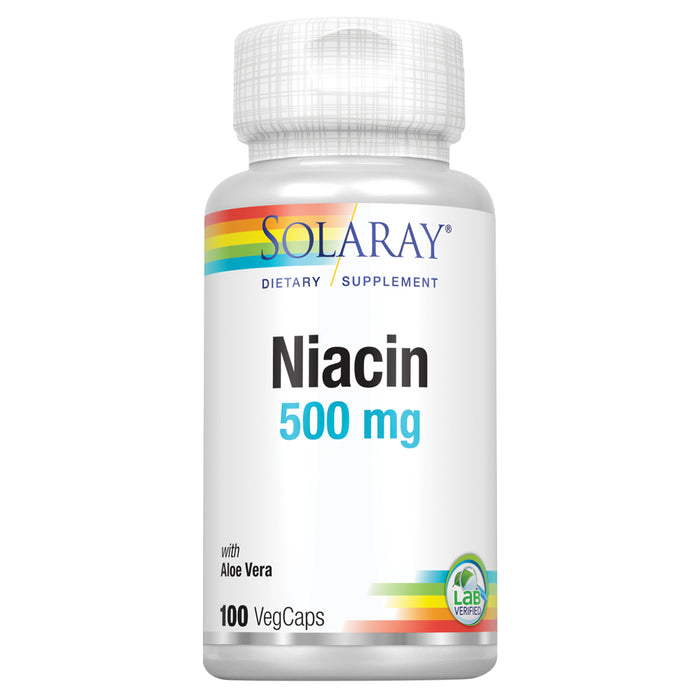 Solaray Niacin 500 mg, Vitamin B3 | Skin Health, Nervous System & Circulation Support | 100ct