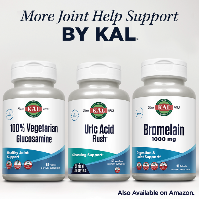 KAL Uric Acid Flush, Joint Health Supplement with Tart Cherry Extract, Celery Seed and Turmeric Extract, Joint Comfort and Mobility Support, Lab Verified, 60-Day Guarantee, 30 Servings, 60 VegCaps