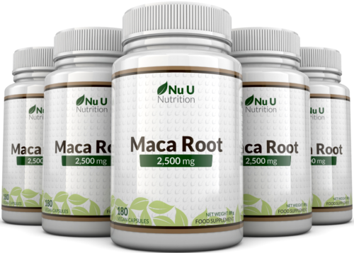 Maca Root Capsules 2500mg 5 Bottles 180 Capsules 6 Month's Supply Nu U Nutrition