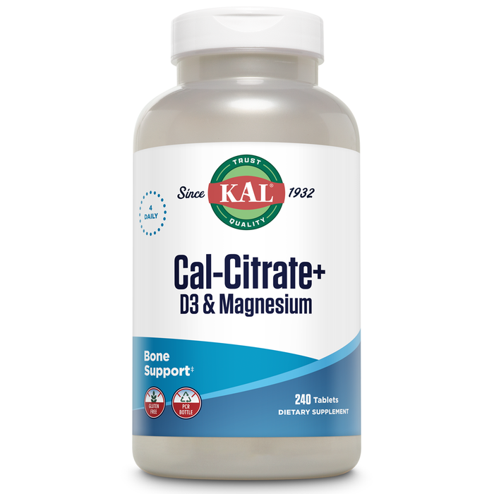 KAL Cal-Citrate Plus 1000mg Blend of Calcium Citrate, Magnesium and Vitamin D-3 For Healthy Bones & Teeth No Gluten & Non-GMO 240 Tablets