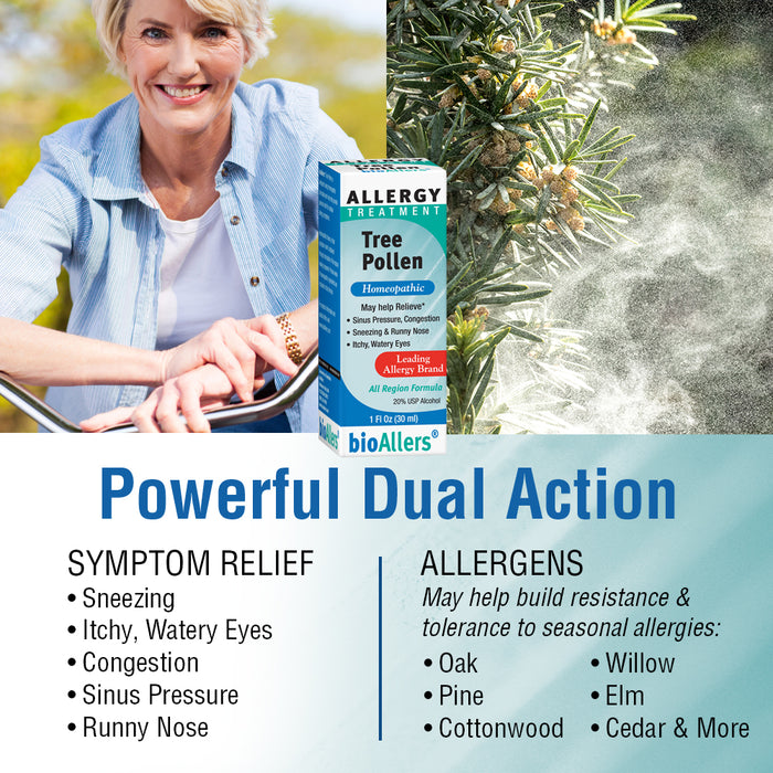NaturalCare by bioAllers Tree Pollen Allergy Treatment | Homeopathic Drops for Sinus Pressure, Congestion, Sneezing, Runny Nose & Itchy, Watery Eyes | 1 Fl Oz