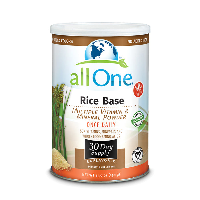 allOne Rice Base Multiple Vitamin & Mineral Powder , Once Daily Multivitamin, Mineral & Whole Food Amino Acid Supplement w/6g Protein (66 Servings) (30 Servings)