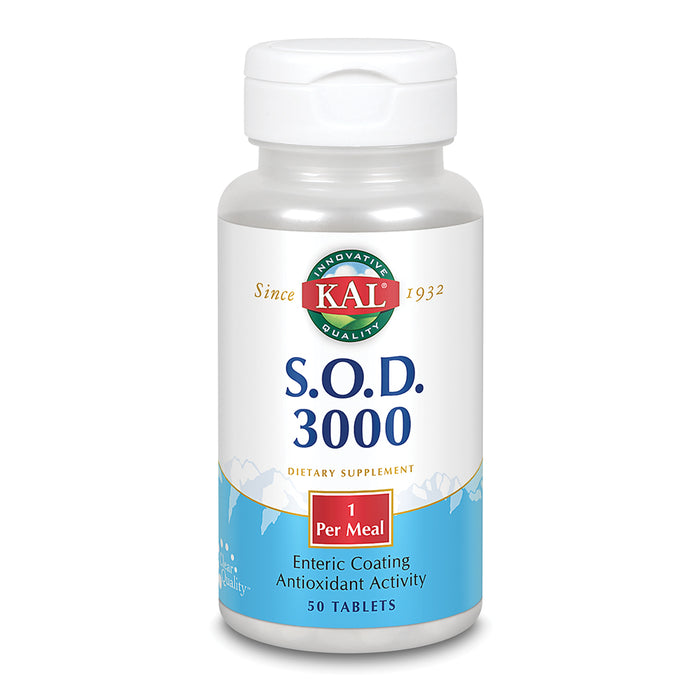 S.O.D. 3000 | Superoxide Dismutase and Catalase | Antioxidant Activity | Enteric Coated for Maximum Assimilation | Lab Verified | 50 Tablets