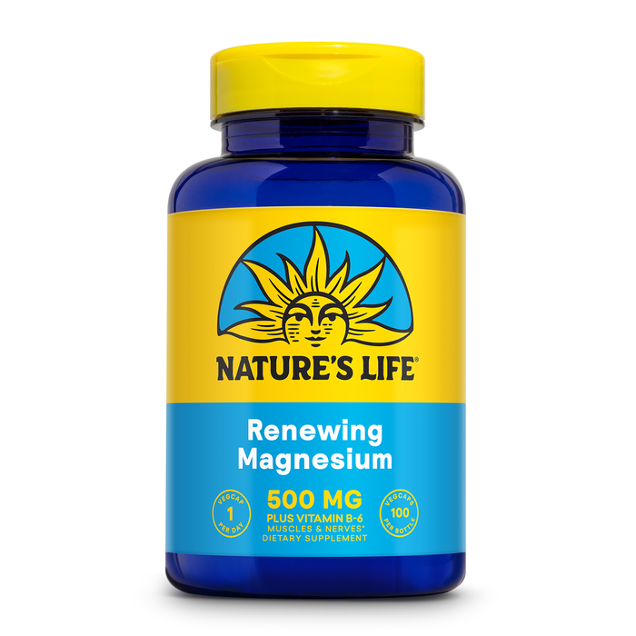 Nature’s Life Renewing Magnesium 500 mg - Magnesium Citrate, Magnesium Malate, Magnesium Oxide Plus Vitamin B-6 - Muscles and Nerves Support - Lab Verified (100 Servings, 100 VegCaps)