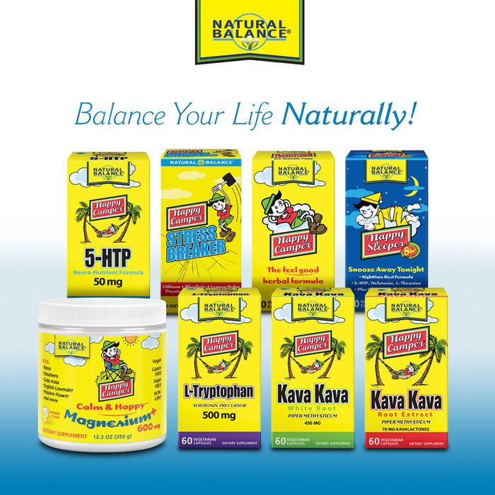 Natural Balance HTP Calm | Herbal Supplement Helps Support Mood, Relaxation & Stress | Vitamin B-6, Kava Kava & St. Johns Wort | 60 Caps