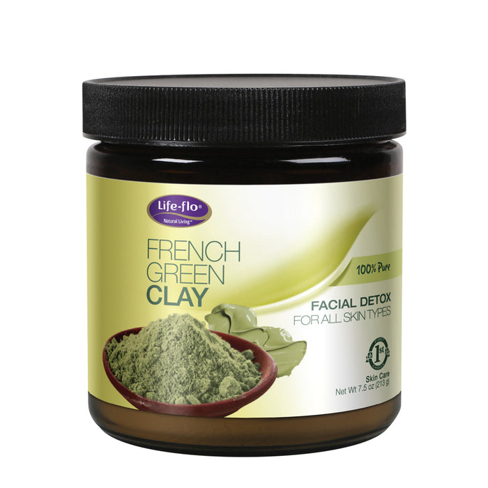 Life-Flo French Green Clay Detox Mask For All Skin Types| 100% Pure Clay Powder | Removes Impurities, Tones & Adds A Healthy Glow | Unscented | 7.5oz