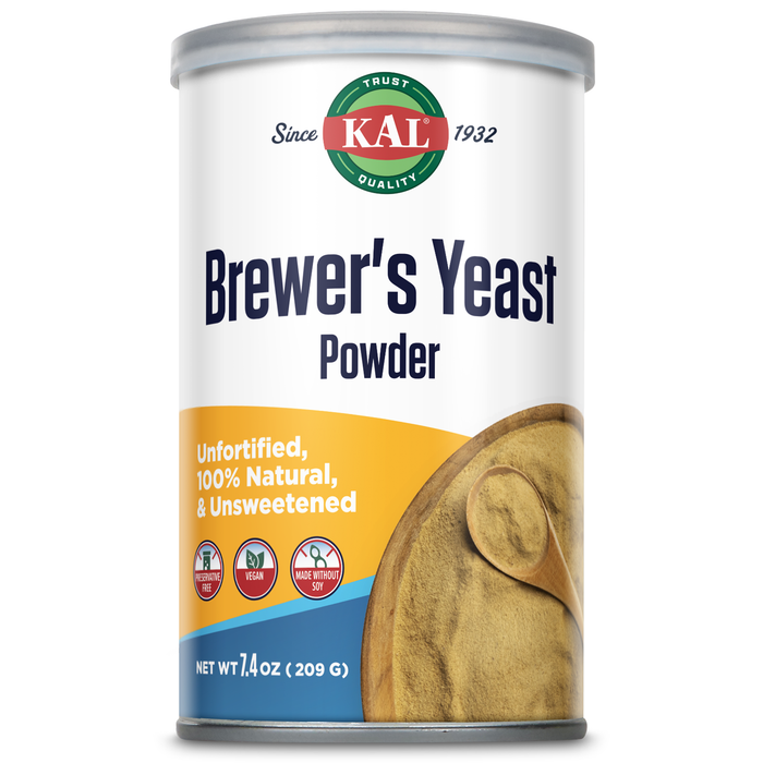 KAL Brewers Yeast Powder, Unfortified, Unsweetened Super Food, 100% Natural Source of Protein, B Complex Vitamins, Amino Acids - Vegan, Preservative Free, Made Without Soy - Approx. 18 Servings, 7.4oz
