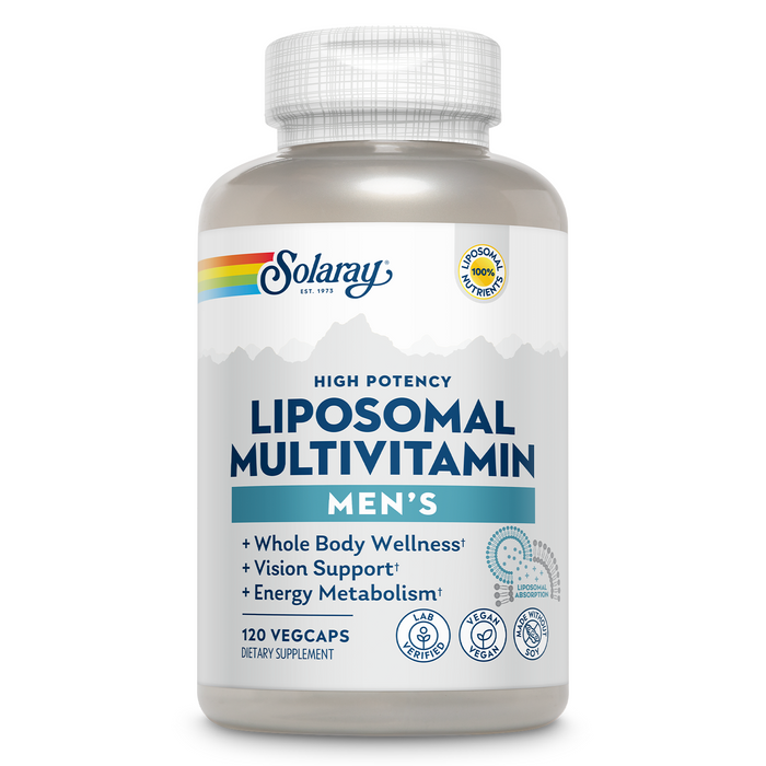 Solaray Liposomal Multivitamin for Men, Enhanced Absorption Immune, Energy & Bone Support Supplement, Mens Daily Multi Vitamin, BCAA’s, Vitamin D3, C, B12, Zinc, Vegan, Soy Free, 60 Serv, 120 VegCaps