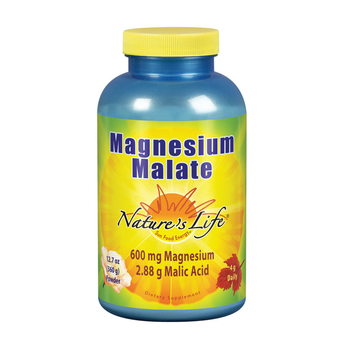Nature’s Life Magnesium Malate Powder with Malic Acid, 600mg, Healthy Heart, Muscle & Bone Health Support, 90 Servings