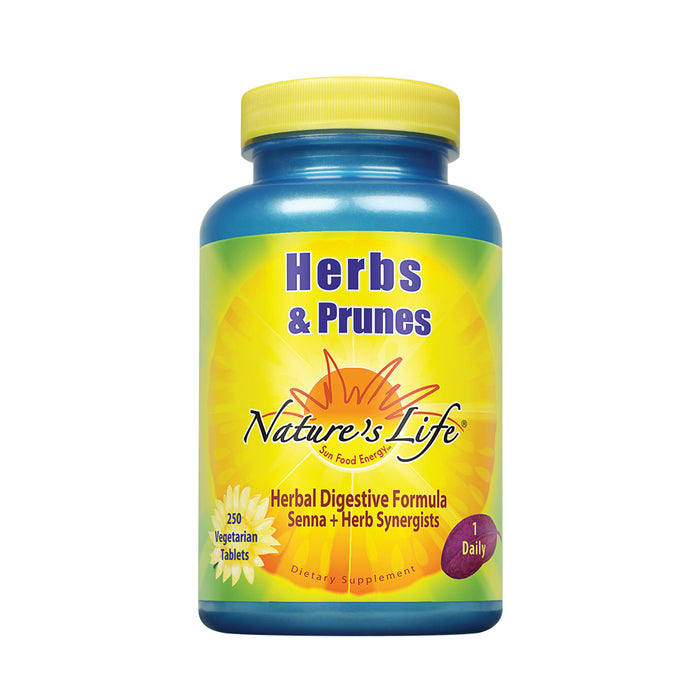 Natures Life Herbs & Prunes | 400mg Senna & Herbal Blend for Healthy Digestion Support | Non-GMO (250 Count (Pack of 1))