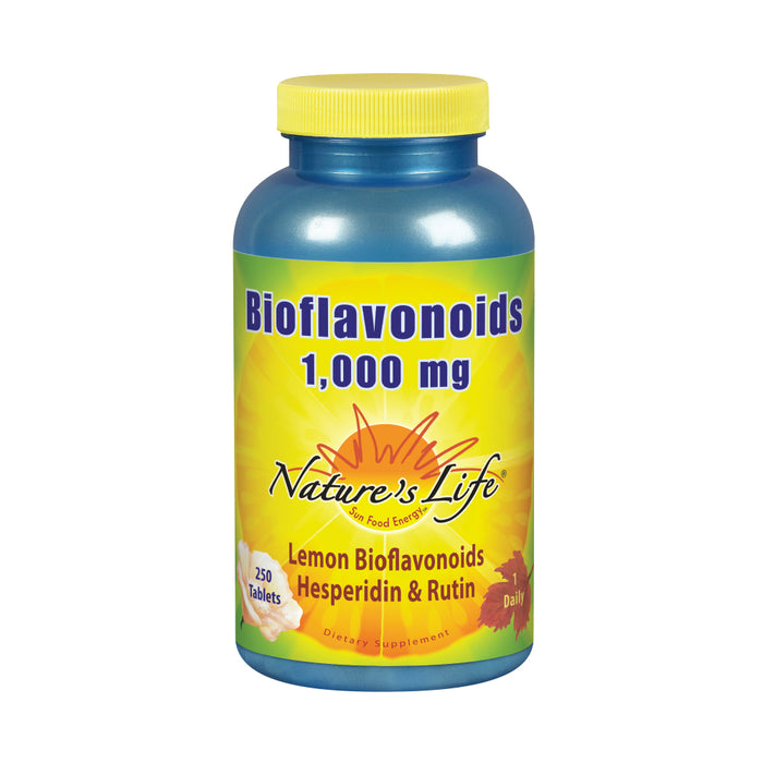 Nature's Life Bioflavonoids 1000mg | Lemon Bioflavonoid Complex, Hesperidin & Rutin | Antioxidant for Healthy Capillaries & Vit C Absorption | 250 Ct