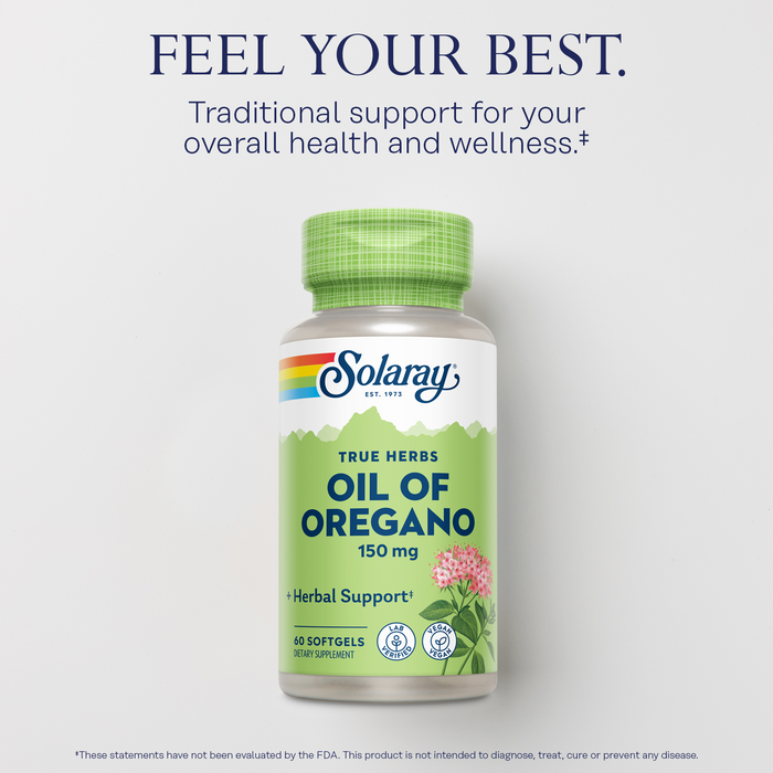 Solaray Oil of Oregano Softgels 150 mg - Oregano Oil Supplement for Powerful Wellness Support - Gentle Digestion - Extra Virgin Olive Oil Base - Vegan, 60-Day Guarantee - 60 Servings, 60 Softgels
