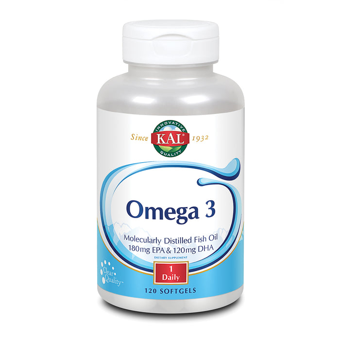 KAL Omega 3 | Omega-3 Fish Oil for Healthy Heart, Joint & Brain Support | 180mg EPA, 120mg DHA