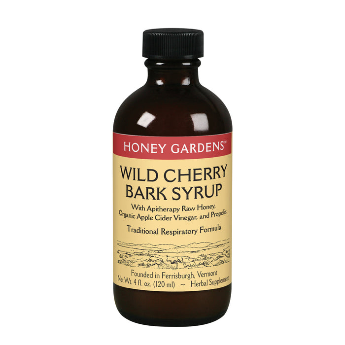 Honey Gardens Wild Cherry Bark Syrup with Apitherapy Raw Honey, Propolis & Wild Crafted Herbs | Traditional Respiratory Formula