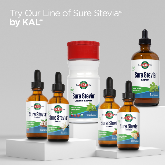 KAL Sure Stevia Drops,  Low Carb, Zero Calorie Sweetener, Keto Friendly, Great Tasting Liquid Stevia, Low Glycemic, 60-Day Money Back Guarantee (Unflavored)