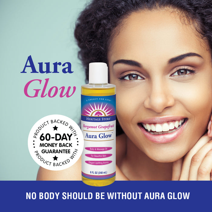 NaturalCare Aura Glow Bergamot Grapefruit | Body & Massage Oil | For Beautiful Skin & Hair | Moisturizer, Aftershave, Lotion & Bath Oil | 16 FL OZ