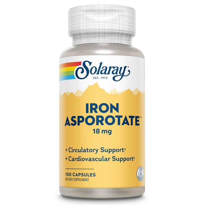 Solaray Iron Asporotate Capsules, 18mg | 100 Count