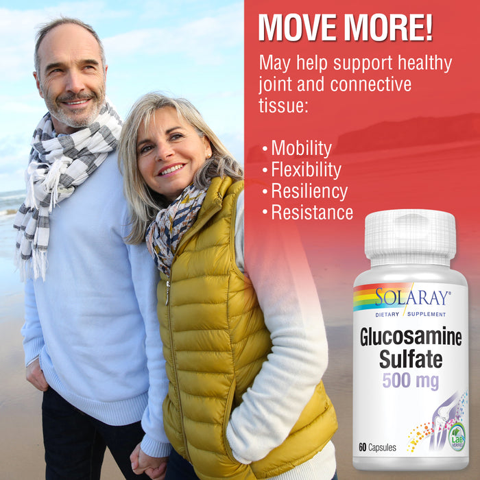 Solaray Glucosamine Sulfate 500 mg | Healthy Joint Flexibility & Resiliency Support (30 Serv, 60 CT)