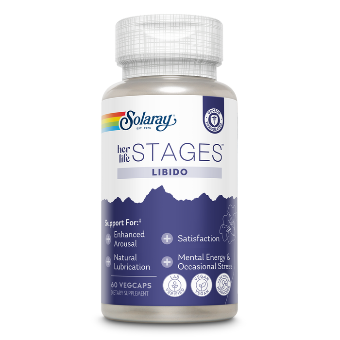 Solaray Libido her life STAGES - Supports Natural Lubrication and Libido Increase for Women - Shatavari, Fenugreek, Organic Ashwagandha Capsules - Made Without Hormones - 30 Servings, 60 VegCaps
