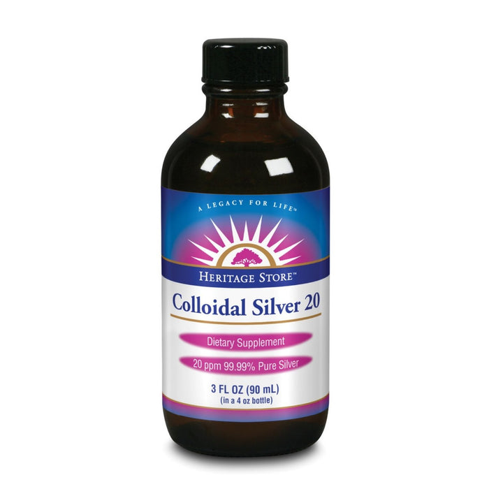 HERITAGE STORE Colloidal Silver, Liquid, Unflavored (Btl-Glass) | 3oz