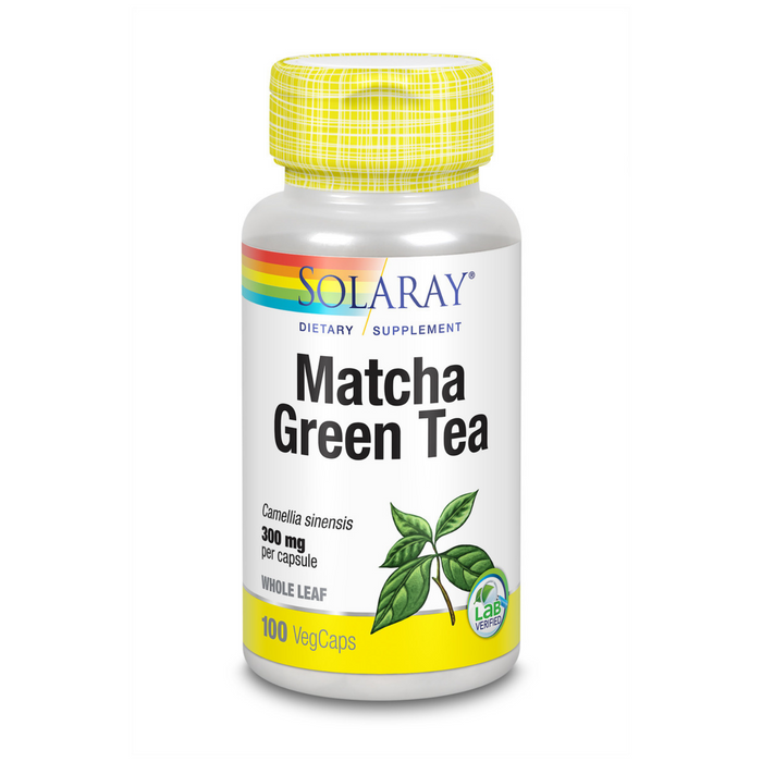 Solaray Matcha Green Tea 300 mg | Healthy Energy, Antioxidant, Mood Metabolism Support | 100 VegCaps