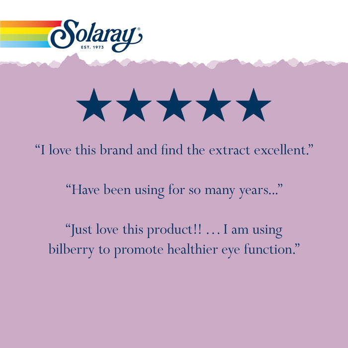 Solaray Bilberry Berry Extract 42 mg, Eye Health & Circulation Support, With 36% Anthocyanosides, Vegan, 60 VegCaps