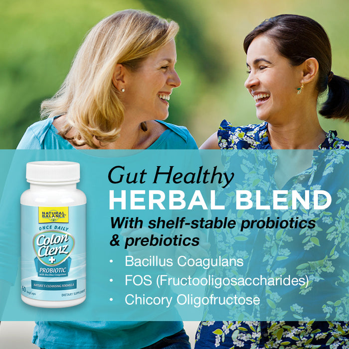 Natural Balance Colon Clenz Plus Probiotic | Cleansing & Regularity Formula w/ Bacillus Coagulans & FOS | 60 CT
