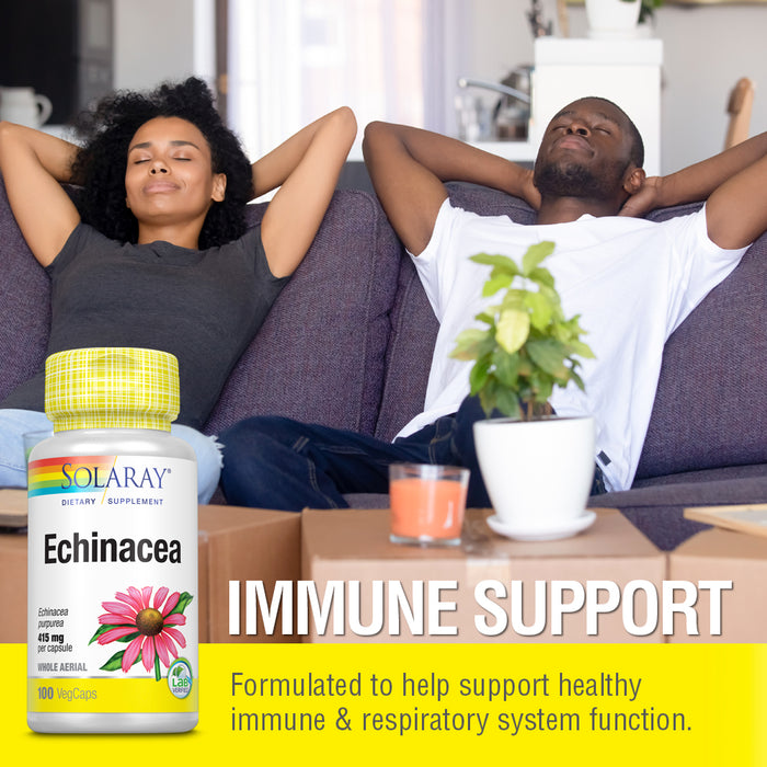 Solaray Echinacea Aerial | Healthy Immune Function and Respiratory Support | Non-GMO, Vegan | 100ct, 50 Serv.