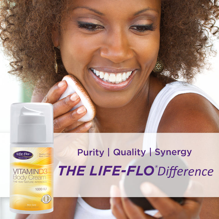 Life-flo Vitamin D3 Body Cream 1000 IU | Replenishing Treatment Soothes and Hydrates Dry Skin | With Shea Butter | 3.5oz