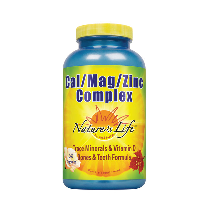 Nature's Life Cal Mag Zinc Complex 100% Daily Value of Calcium, Magnesium, Zinc & Vit D3 for Bone & Heart Health Support 360 Vegetarian Capsules
