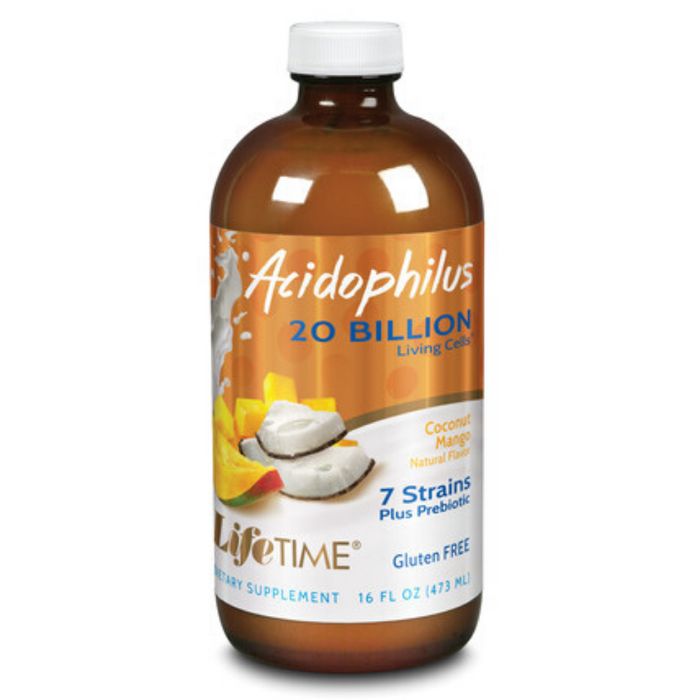 LIFETIME Acidophilus w/ FOS, Liquid, Coconut Mango (Btl-Glass) 20bil | 16oz