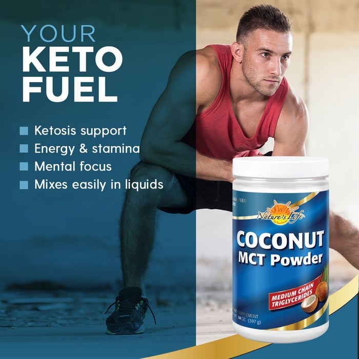 Nature's Life Coconut MCT Powder - 14 oz - Energy Support - Keto Friendly - 40 Servings