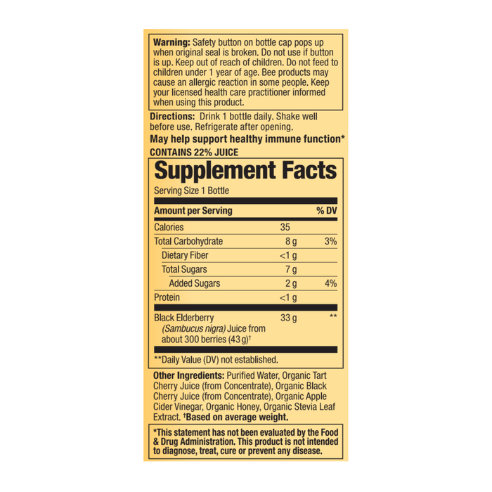 Honey Gardens Elderberry Immune Drink | Ultra Potent | 10 oz (Pack of 8)