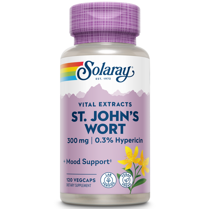Solaray St John’s Wort Aerial Extract 300 mg, 0.3% Hypericin, Mood & Brain Health Support, Vegan & Lab Verified for Quality, 120 Servings, 120 VegCaps