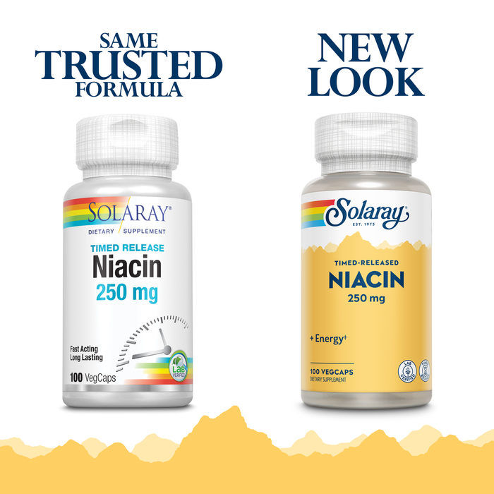 Solaray Niacin Timed-Release 250mg, Vitamin B3 | Skin Health, Heart & Nervous System Support | 100ct