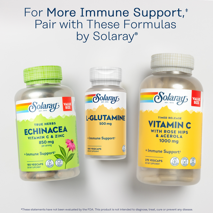 Solaray L Glutamine Capsules 500 mg - Immune Support - Free Amino Acid - Lab Verified, 60-Day Money-Back Guarantee, 50 Servings, 50 VegCaps
