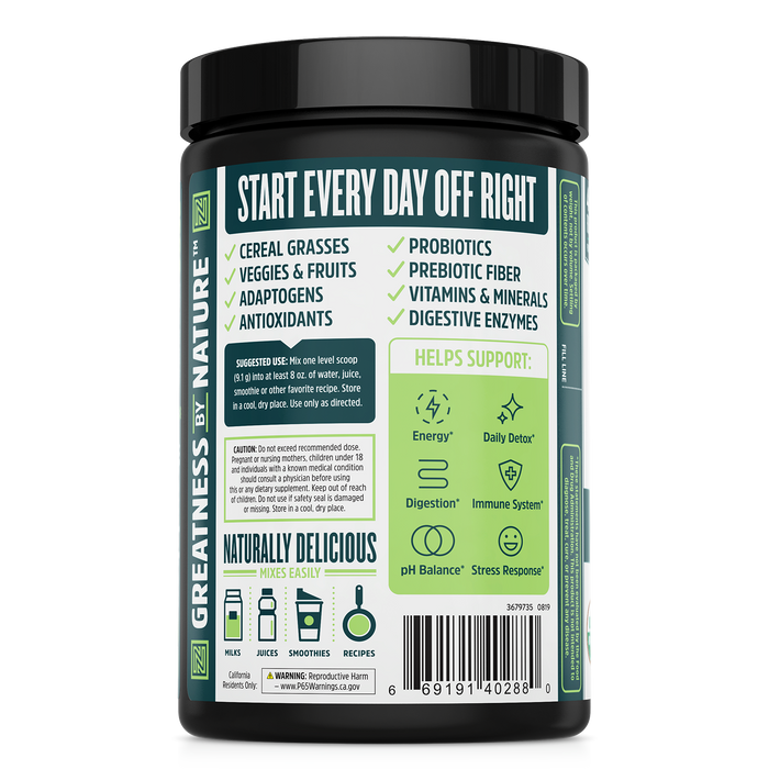 Zhou Deep Greens | Organic | Morning Complete Prebiotic Probiotic Powder | Green Blend of Wheatgrass, Spirulina, and Maca Powder | 9.6 oz, 30 Servings