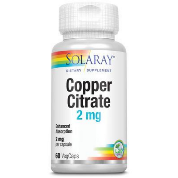 Solaray Biocitrate Copper Supplement, 2mg | 60 Count
