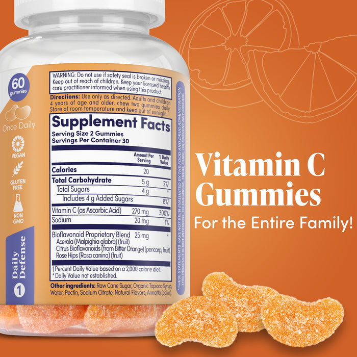Zand Immunity Gummies | Immune Support for Adults & Kids with Vitamin C, Acerola & Rose Hips (Orange C, 60 CT)