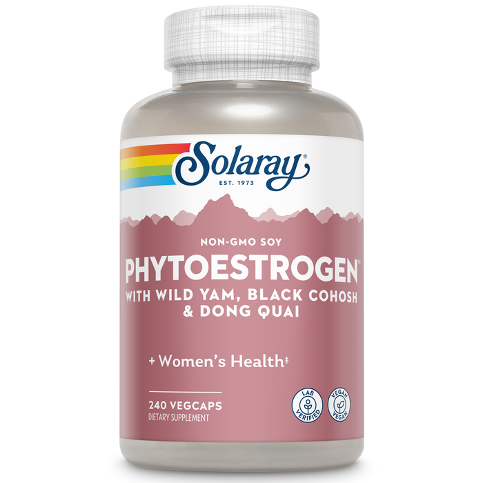 Solaray PhytoEstrogen Menopause Supplements - Wild Yam, Black Cohosh, and Dong Quai Estrogen Pills for Women's Health - Vegan, Lab Verified, 60-Day Guarantee