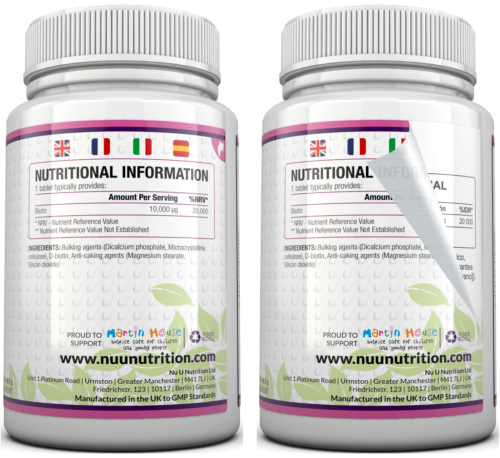 Biotin Hair Growth 4 X Bottles 365 Tablets (Full Year Supply) 10,000mcg by Nu U