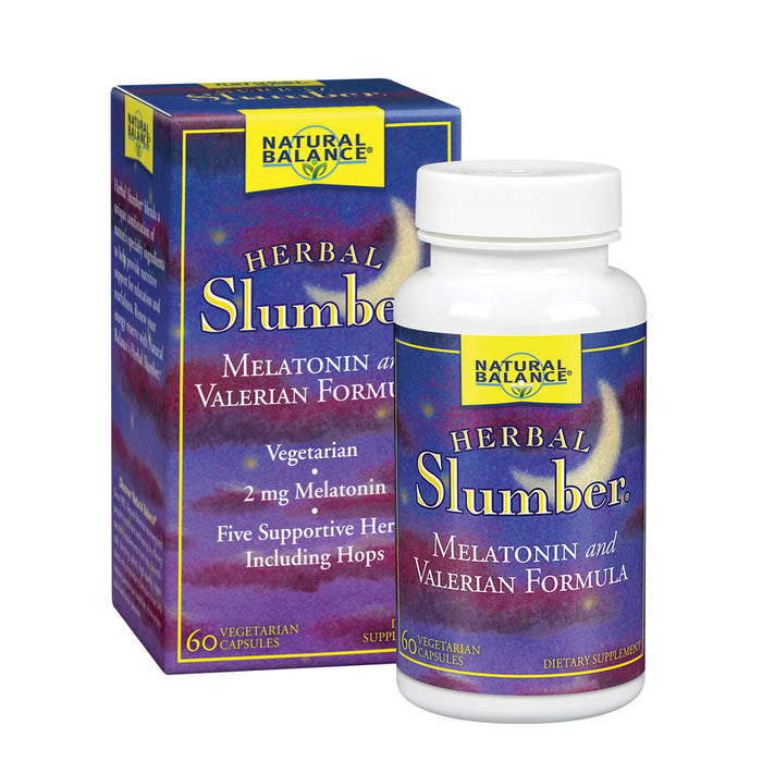 Natural Balance Herbal Slumber Supplement | Relaxation & Sleep Support Formula with Melatonin,Valerian & Hops | 60 VegCaps