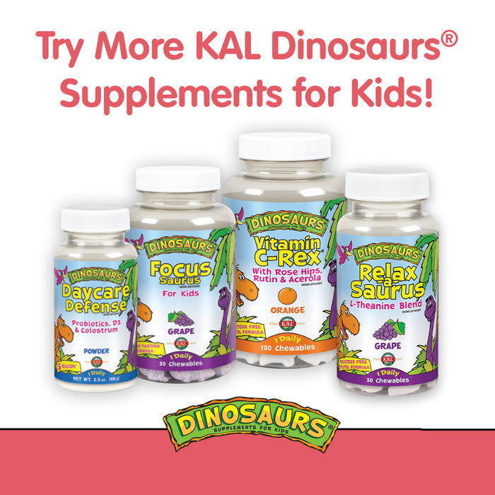 KAL Kids MultiSaurus Vitamins & Minerals | Raspberry Lemonade Flavor | Childrens Daily Multivitamin | 60 Chewables