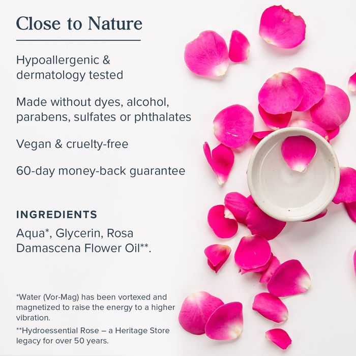 Heritage Store Rosewater & Glycerin Hydrating Facial Splash for Dry Combination Skin Care, Rose Water with Vegetable Glycerine for Dewy, Radiant Skin, Made Without Dyes or Alcohol, Vegan, 4oz