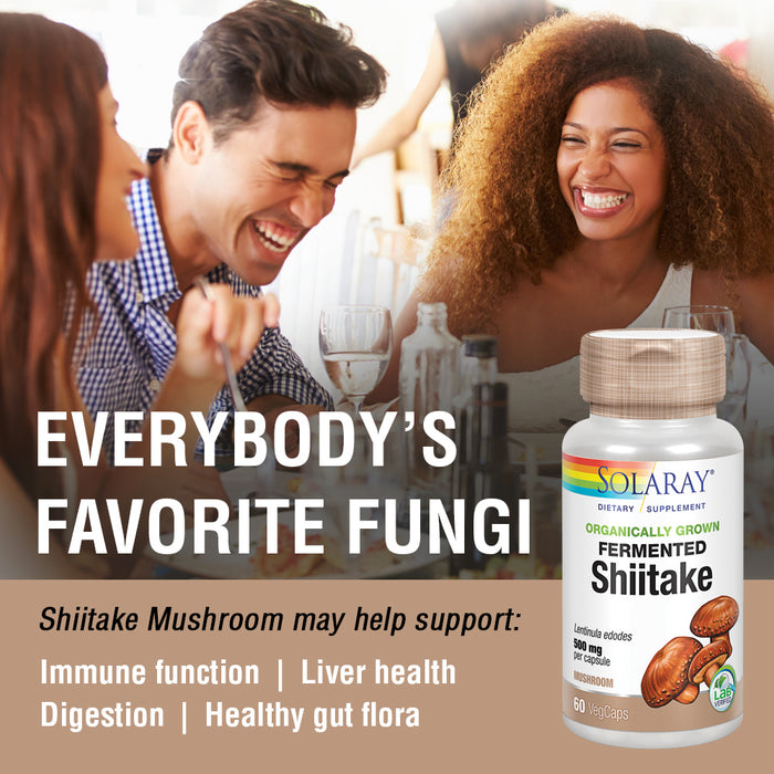Solaray Fermented Shiitake Mushroom 500mg | Healthy Immune, Liver & Digestive Function Support | Non-GMO & Vegan | 60 VegCaps