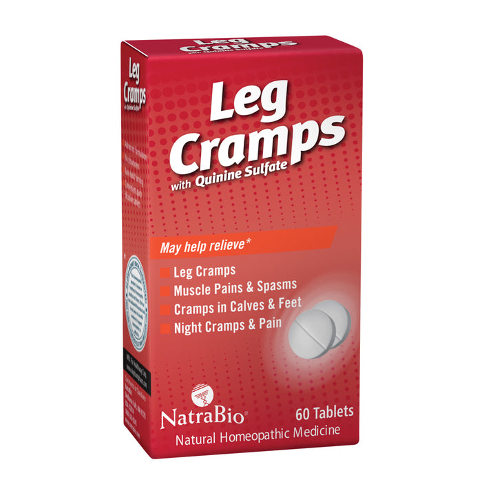 NatraBio Leg Cramps w/ Quinine Sulfate | Homeopathic Formula for Temporary Relief of Leg, Calf & Foot Cramps, Muscle Spasms & Pain | 60 Tablets