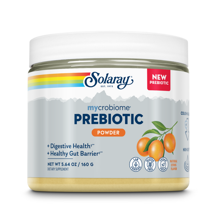 Solaray Mycrobiome Prebiotic Powder, Prebiotics for Women and Men, Digestive Nutritional Supplements for Colon and Gut Health, Easy-to-Mix, Non-Bloating Formula, Citrus Flavor, 20 Servings, 5.64 OZ