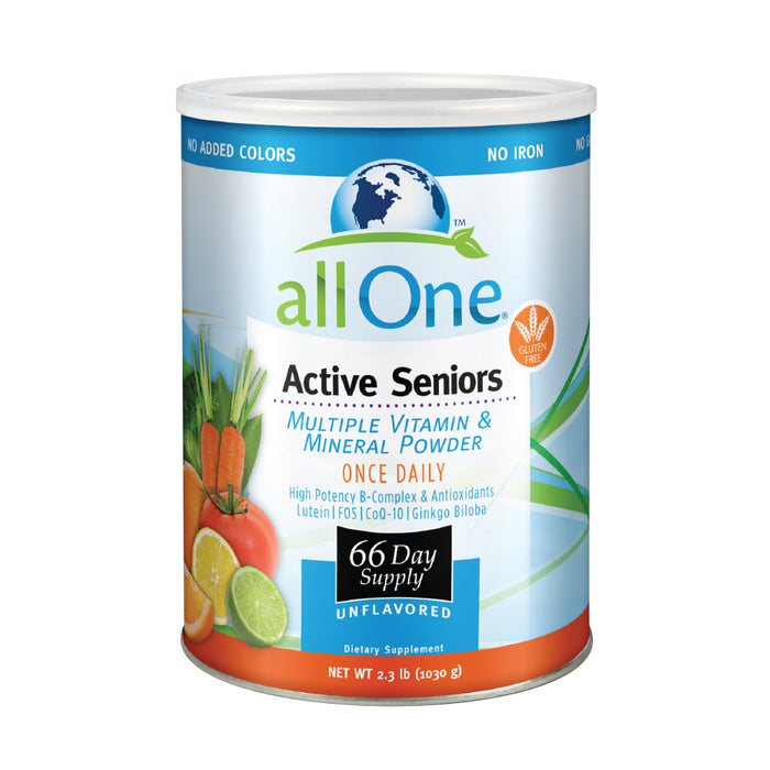 allOne Multiple Vitamin & Mineral Powder, For Active Seniors | Once Daily Multivitamin, Mineral & Amino Acid Supplement w/4g Protein (66 Servings)